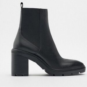 Zara chunky heeled leather ANKLE BOOTS WITH LUG SOLES